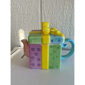 Betallic‎ Gift Box Teapot Ceramic Purple Green Yellow Blue Pink Handle Lid